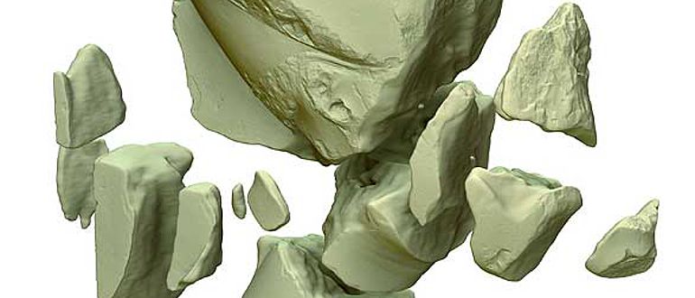Die Einzelteile der Echnaton-Büste als Computermodell © TU Berlin/3D Labor/Brych