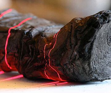 Verkohlte Papyrusrolle aus Herculaneum