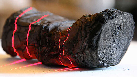 Verkohlte Papyrusrolle aus Herculaneum