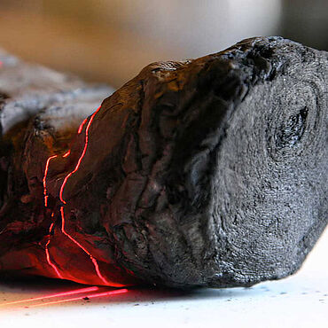 Verkohlte Papyrusrolle aus Herculaneum