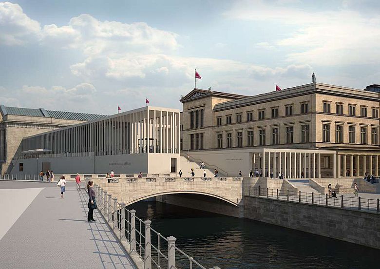 Simulation der zukünftigen Museumsinsel Berlin mit der James-Simon-Galerie