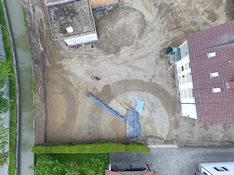 Luftbild der Ausgrabung in Vöhringen