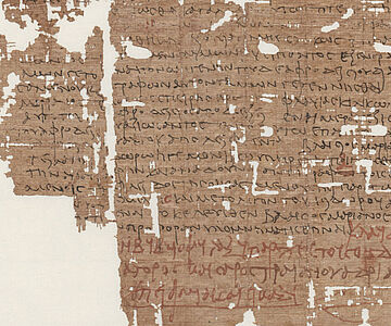 Abschrift eines Prozessprotokolls mit Korrekturen in roter Tinte