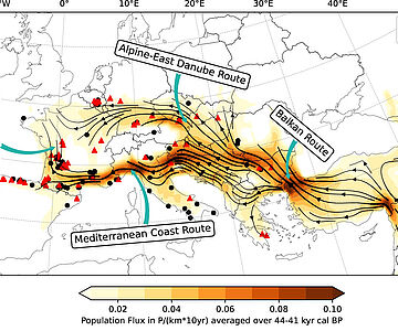Populationsfluss 44.000 - 41.000 BP