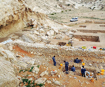 Die Ausgrabungsstätte Jebel Faya auf der Arabischen Halbinsell