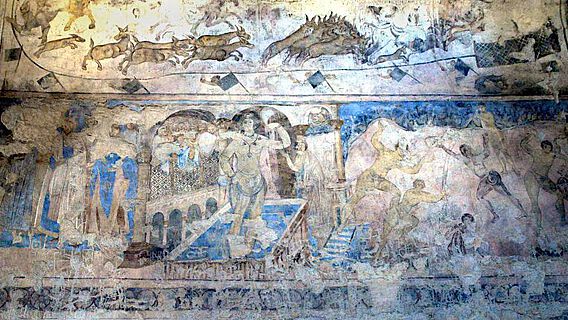 Badende, Wandmalerei im Qusair `Amra, Jordanien