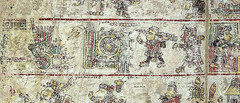 Auszug aus dem Codex Colombino, einem mixtekischen Codex vermutlich aus dem 12. oder 13. Jh.