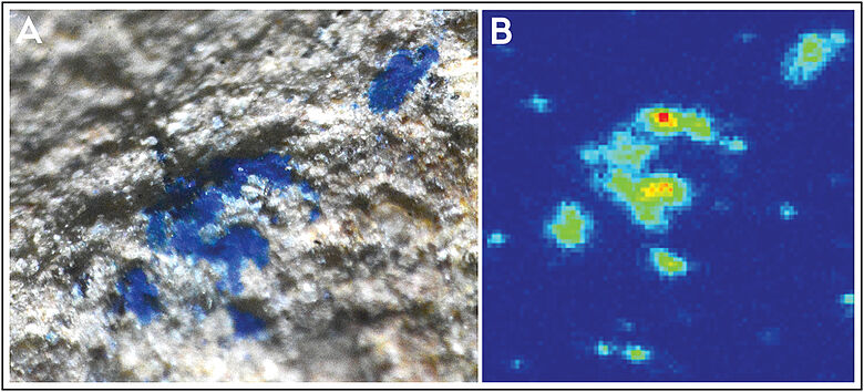 PIXE-Analyse der blauen Farbrückstände
