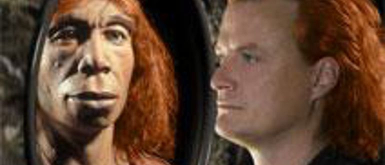 Rothaariger Neandertaler und moderner Mensch