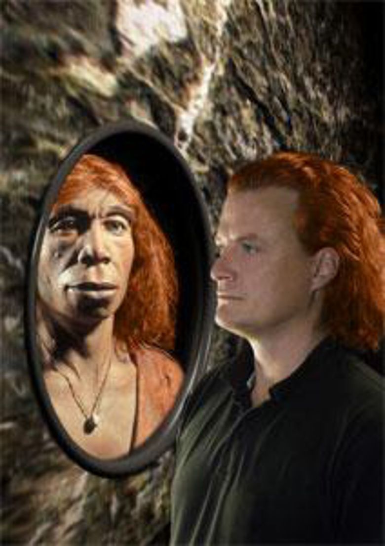 Rothaariger Neandertaler und moderner Mensch
