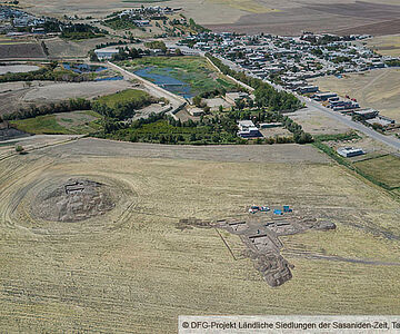 Luftbild: Gird-î Kazhaw in der Abenddämmerung