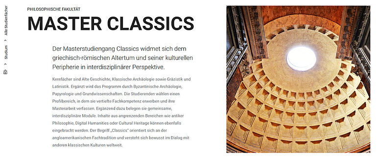 Masterstudiengang Classics Masterstudiengang Classics