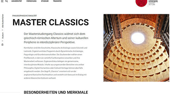 Masterstudiengang Classics