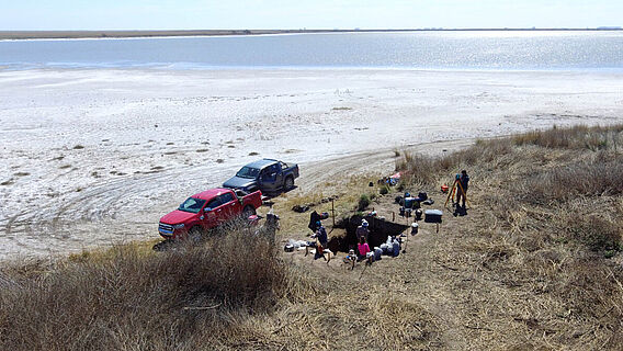 Archäologische Fundstätte in der Pampa