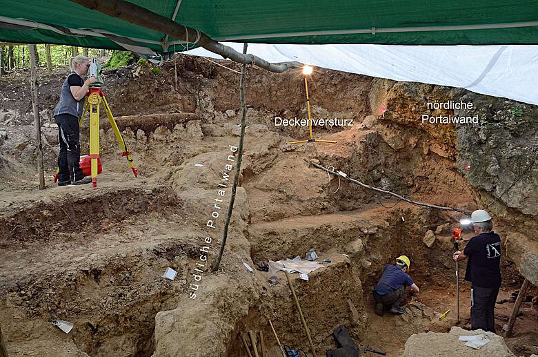 Die Ausgrabungen im verstürzten Eingangsbereich der Höhle im Jahr 2019