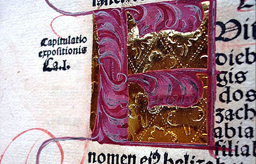 Inkunabel Initiale Dep Erf I.4°54 Werkausgabe von Ambrosius von Mailand gedruckt 1492 in Basel aus Beständen der Sondersammlung (Photo: UB Erfurt)