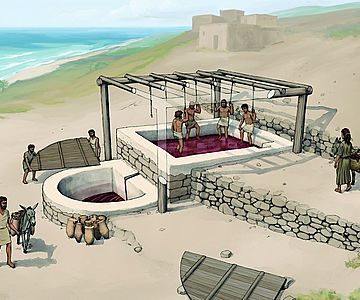 Rekonstruktion der Weinpresse von Tell el-Burak