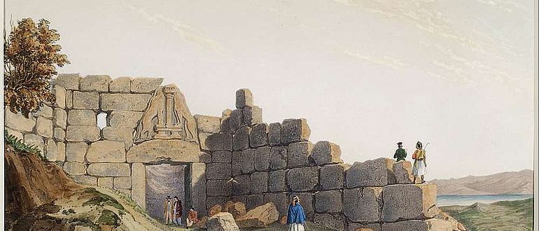 Das Löwentor von Mykene in einer Zeichnung von Théodore du Moncel, 1845