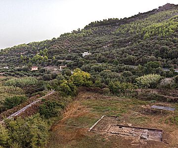 Drohnenfoto der Ausgrabung 2023 im Poseidonheiligtum von Kleidi-Samikon