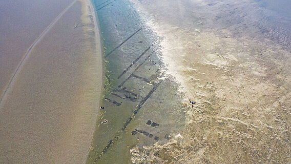 Untergegangene Siedlung im Watt