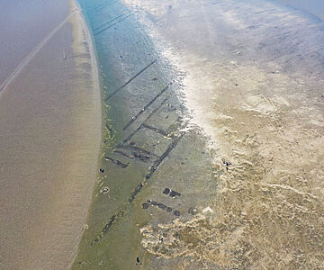 Untergegangene Siedlung im Watt