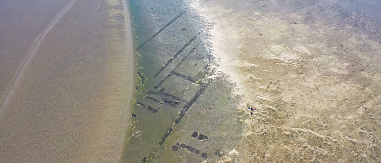 Untergegangene Siedlung im Watt