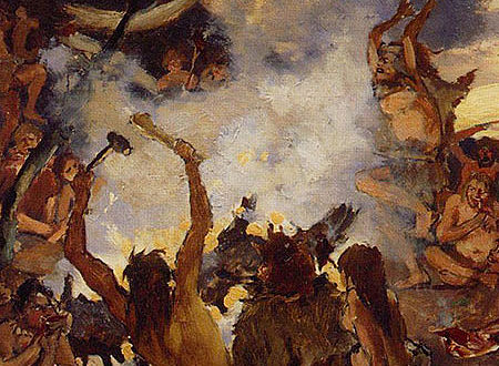 »Steinzeit: Das Fest« (Ausschnitt). Gemälde von W. M. Wassnezow, 1883