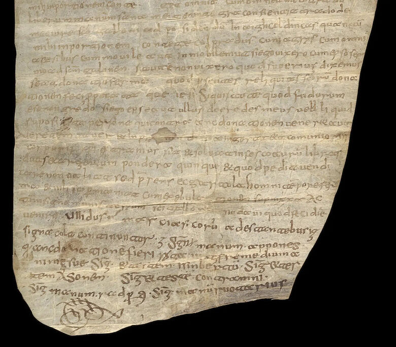 Urkunde von 736 aus dem Stiftsarchiv St. Gallen