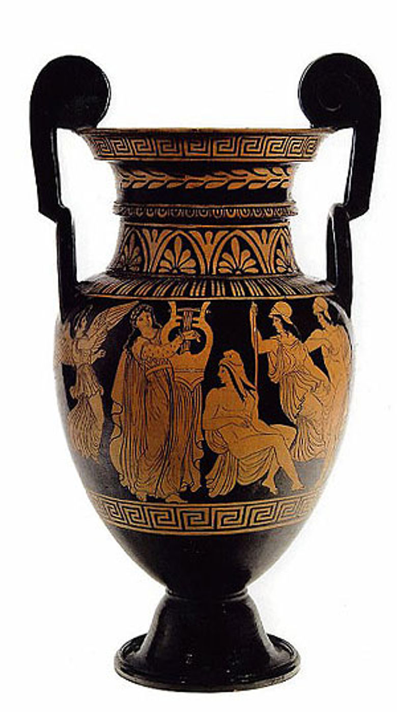 Klassizistischer Volutenkrater mit Apollon als Kitharöde