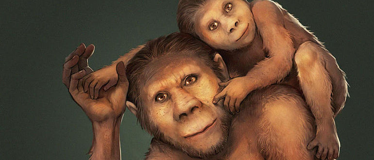 Australopithecus-Mutter mit Kind