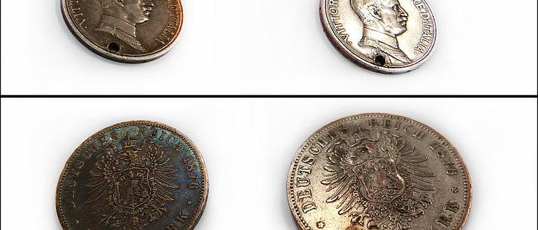 Münzen vor und nach der Plasmabehandlung