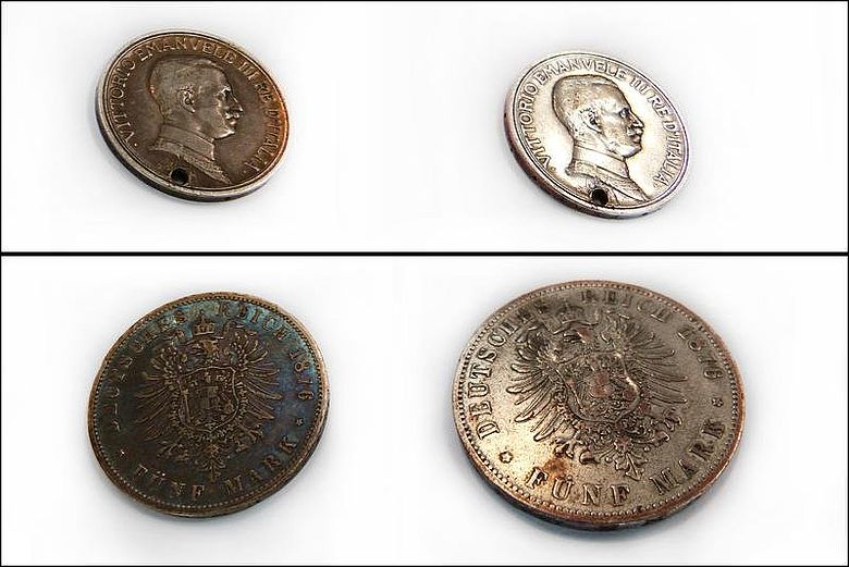 Münzen vor und nach der Plasmabehandlung