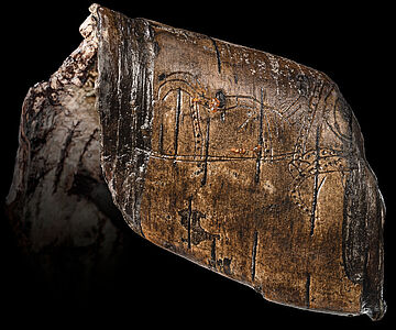 Birkenrindenstreifen mit Abbildung eines Hengstes