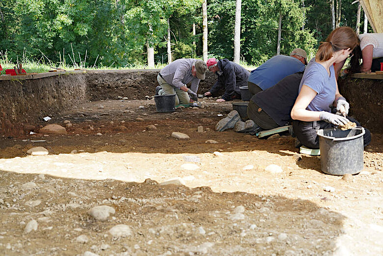 Der zweite Grabungsschnitt während der Ausgrabung
