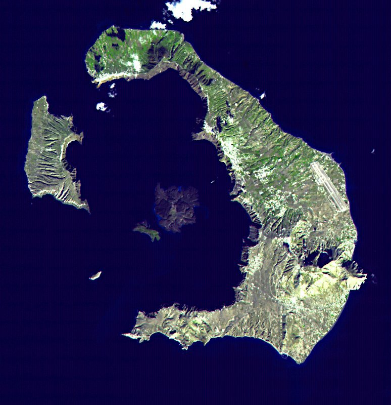 Caldera von Thera (heute Santorini) in Griechenland