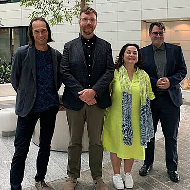 Das Projektteam von links nach rechts: Adam Izdebski (Universität Warschau), Timothy Newfield (Georgetown University, Washington), Elena Xoplaki (Justus-Liebig-Universität Gießen) und Alexander Herbig (MPI für evolutionäre Anthropologie)