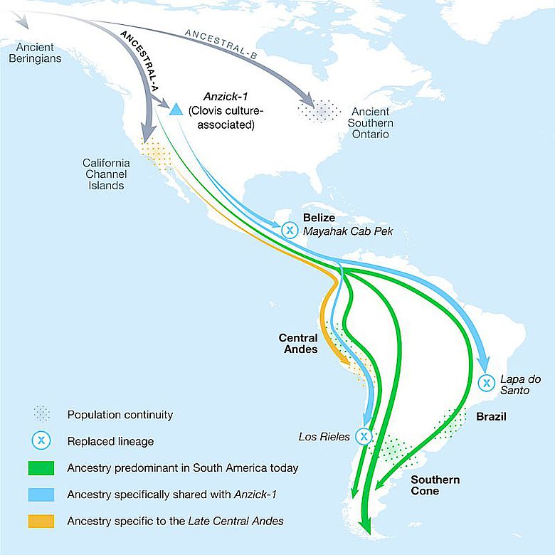 Die Karte zeigt die geografischen Wanderungsbewegungen der Bevölkerungsgruppen