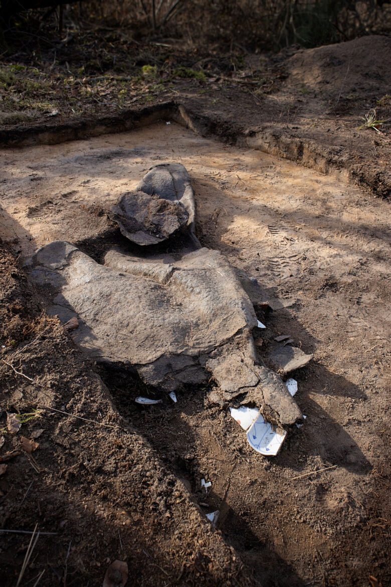 Archäologischer Befund in KZ-Grabung
