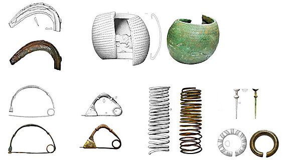 Eine Zusammenstellung von Metallgegenständen aus der Bronzezeit