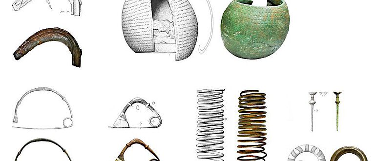 Eine Zusammenstellung von Metallgegenständen aus der Bronzezeit