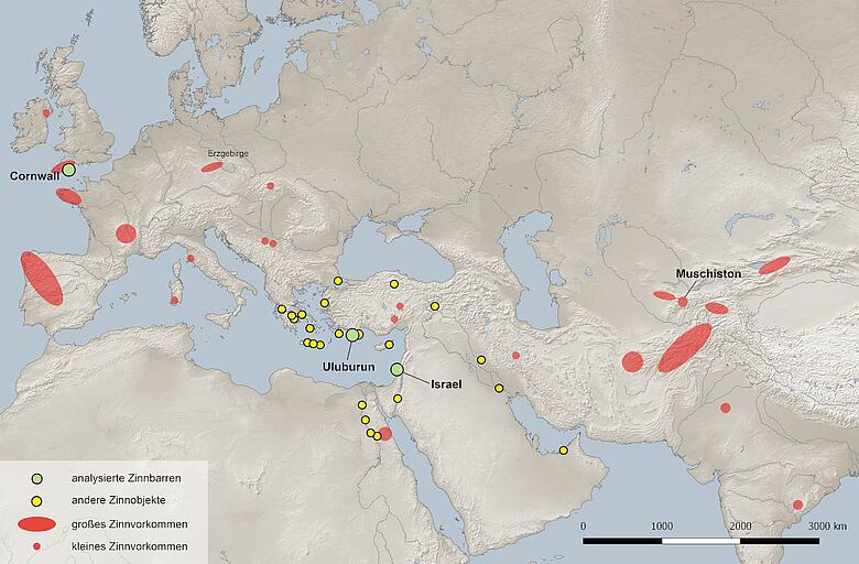 Zinnlagerstätten und Zinnfunde im östlichen Mittelmeerraum, mittlere und späte Bronzezeit