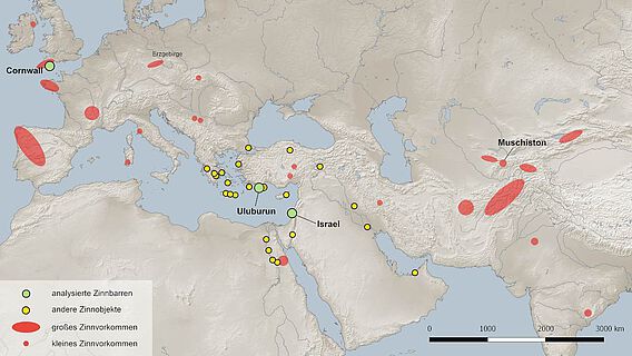 Zinnlagerstätten und Zinnfunde im östlichen Mittelmeerraum, mittlere und späte Bronzezeit