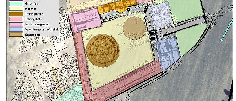 Plan der einzelnen Bereiche nach den Bodenradarmessungen durch das Ludwig Boltzmann Institut für Archäologische Prospektion und Virtuelle Archäologie (Abb. LBI ArchPro)