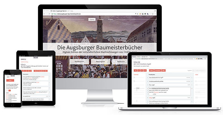 Screenshots der digitalen Edition der Augsburger Baumeisterbücher