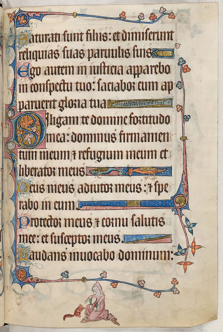 Seite aus Lutrell-Psalter (14. Jh.)